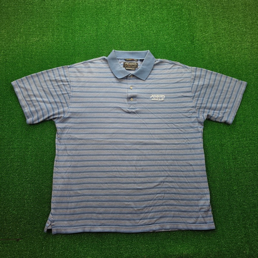 Vintage‎ Greg Norman Atlantis Paradise Island Polo Shirt Mens XL Blue Golf